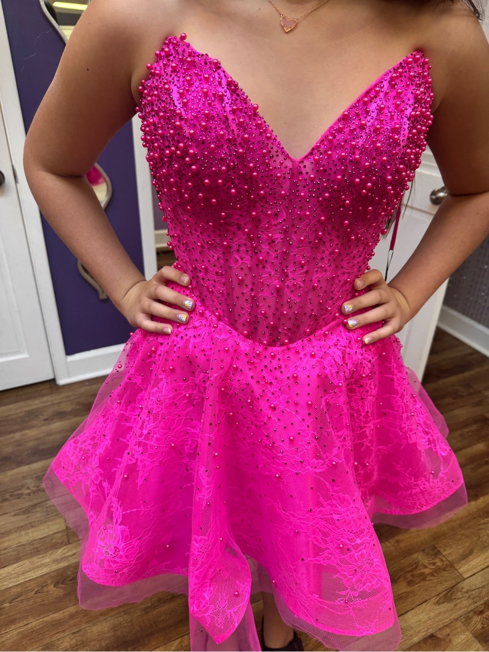 Radiant Fuchsia Beaded Prom Dress with Sweetheart Neckline